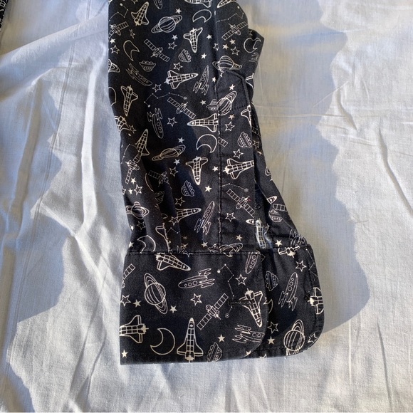 Naked And Famous Denim Button Down Shirt Mens Large Spaceship All Over Print - Picture 4 of 9